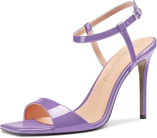 NobleOnly Women's High Heel High Heel Open Toe Sandals Strap Ankle Slingback Wedding Party Dress 10 CM Heels Shoes