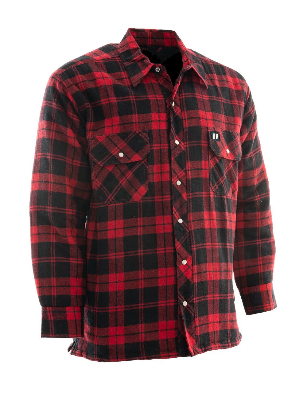 FORCEFIELD Red Plaid Quilted Flannel Shirt - 100% Cotton, Polyester Insulation, 