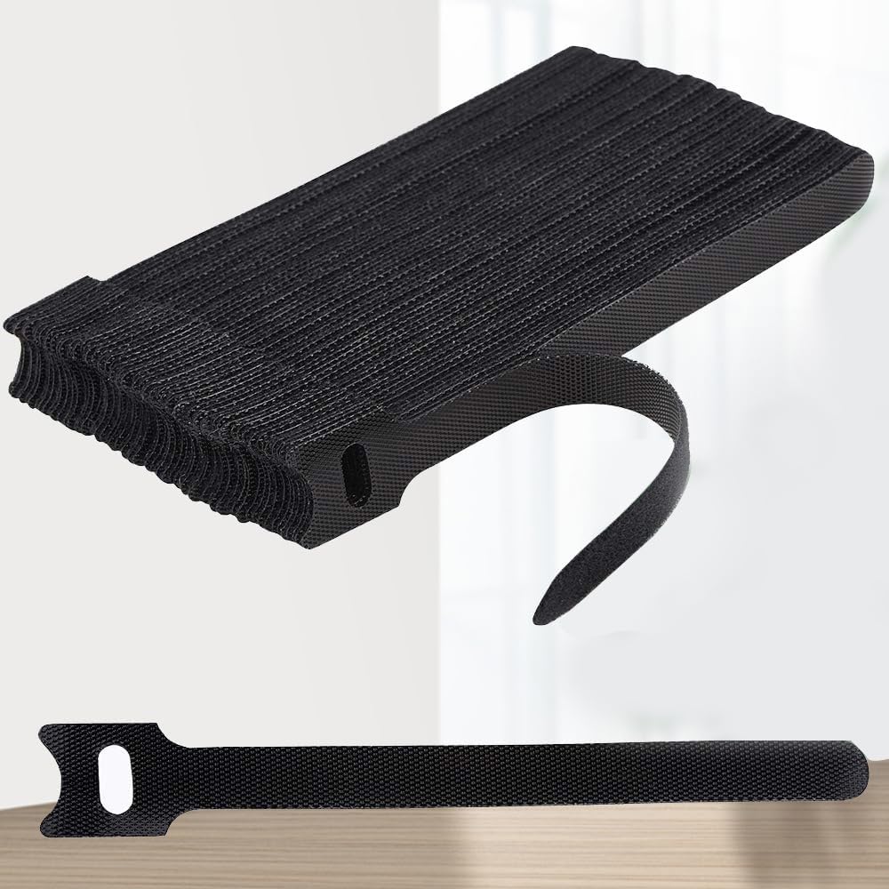 60 Pack 6 Inch Reusable Cable Ties, Adjustable Straps for Cable Management, Blac