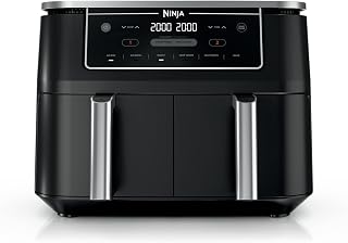 Ninja Foodi Air Fryer, 10 Qt DualZone, 6-in-1, Black, DZ302 | Air fry, broil, roast, keep warm, dehydrate, bake, 2x5 Qt baskets, Fits 8 lbs wings