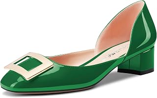 Castamere Women's Chunky Wide Low Kitten Heel Square Toe Knot Bow Pumps Slip-on Classic Cute Office Party 3.5 CM Heels Shoes