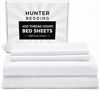 400 TC Pure Cotton Bed Sheets Set Single Size – Luxury Hotel Quality, Extra Soft Breathable & Cooling Bedding – Wrinkle Resistant, Easy Fit 40 CM Deep Pocket – 4 Piece Set (White Solid)