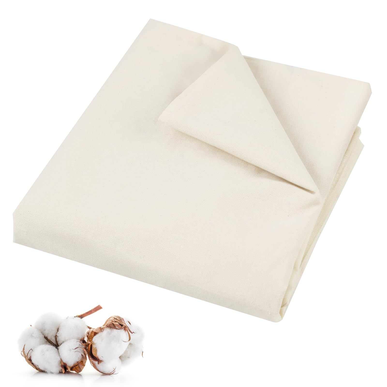 100% Cotton Muslin Fabric, 63 Inch X 2 Yards Unbleached Fabric by The Yard | Med