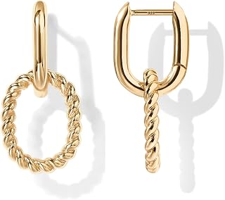 PAVOI Twisted Huggie Earrings for Women, Yellow Gold, Size 28.5 Millimeters