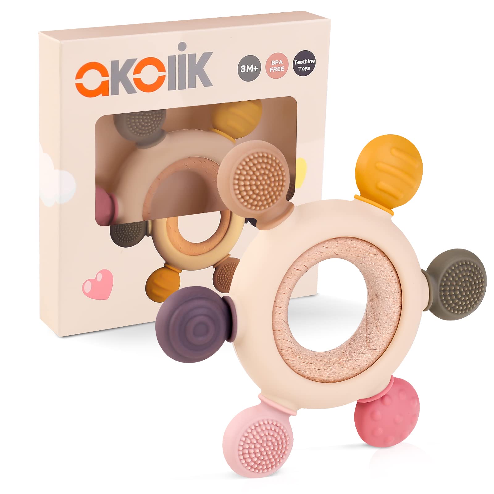 akolik Teething Toys for Baby,Teething Relief Teether Toys for Babies 3-6-12 Mon