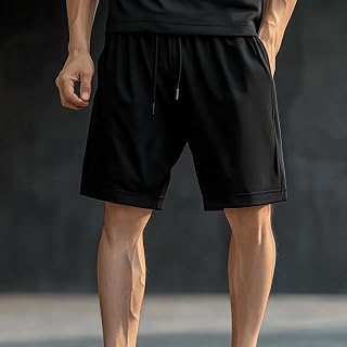 Mens Pure Cotton Flat Corners Gym Basketball Elastic Elastic Band Sports Shorts