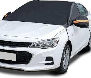 AstroAI Windshield Cover for Ice and Snow, Frost Protector Car Snow Cover | Car Windshield Snow Cover With Anti-Theft Straps And 2 Mirror Covers, Durable Windproof UV Sun Shade For Cars, SUVs And Vans