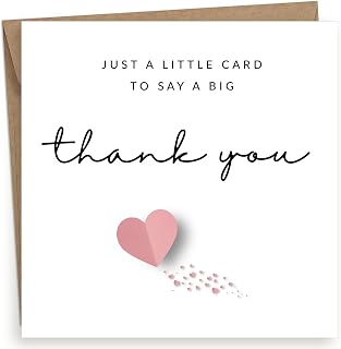 EverKind Thank You Card – Pink Heart Design | Gratitude Card for Teacher, Friend, Family | Appreciation for Support, Kindness or Gift | Blank Inside | Eco Packaging