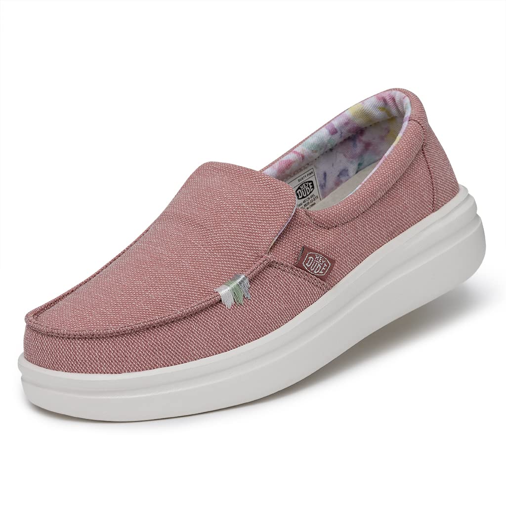 HEYDUDE Women's Misty Rise Slip On Loafers | Woven Textile Platform