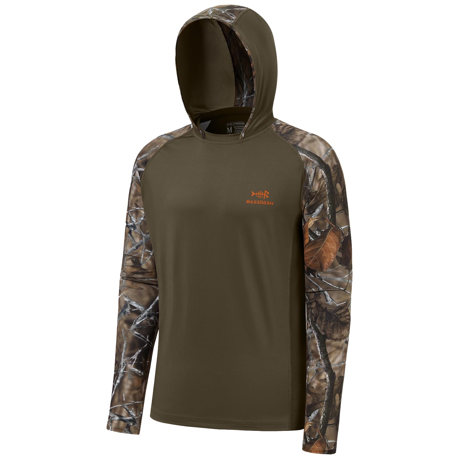 Bassdash Men’s UPF 50 Performance Fishing Shirt Cooling Hoodie Camo Long Sleeve 