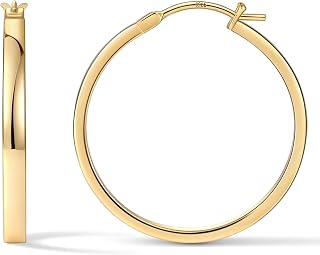 Gacimy Hoop Earrings for Women, 14K Gold Plated Flat Hoops