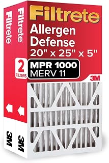 Filtrete 20x25x5 Air Filter, Fits Lennox, MERV 11, MPR 1000, 2 HVAC Filters | Allergen Defense, 12-Month AC/Furnace Filters, Cleaner Air, Reliable Airflow, (Act. Size 19.63x24.75x4.31 in)