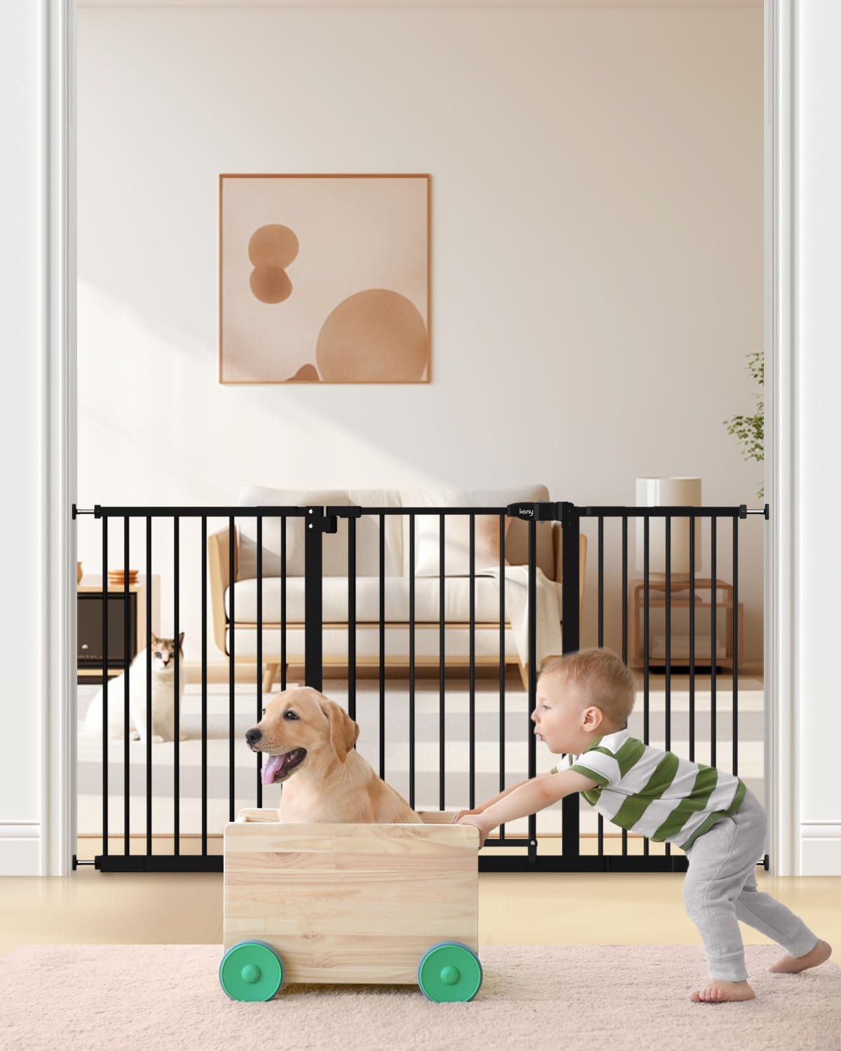 keny 29"-55" Extra Wide Baby Gate, Pressure Mounted No Drilling Dog Gate