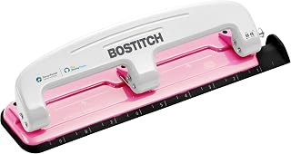 Bostitch INCourage 3-Hole Punch, 12 Sheet Capacity, AMAX Spirit Foundation | Supports Cancer Foundations - No Jam Technology - Metal Construction - Integrated Ruler - Reduced Effort Punching