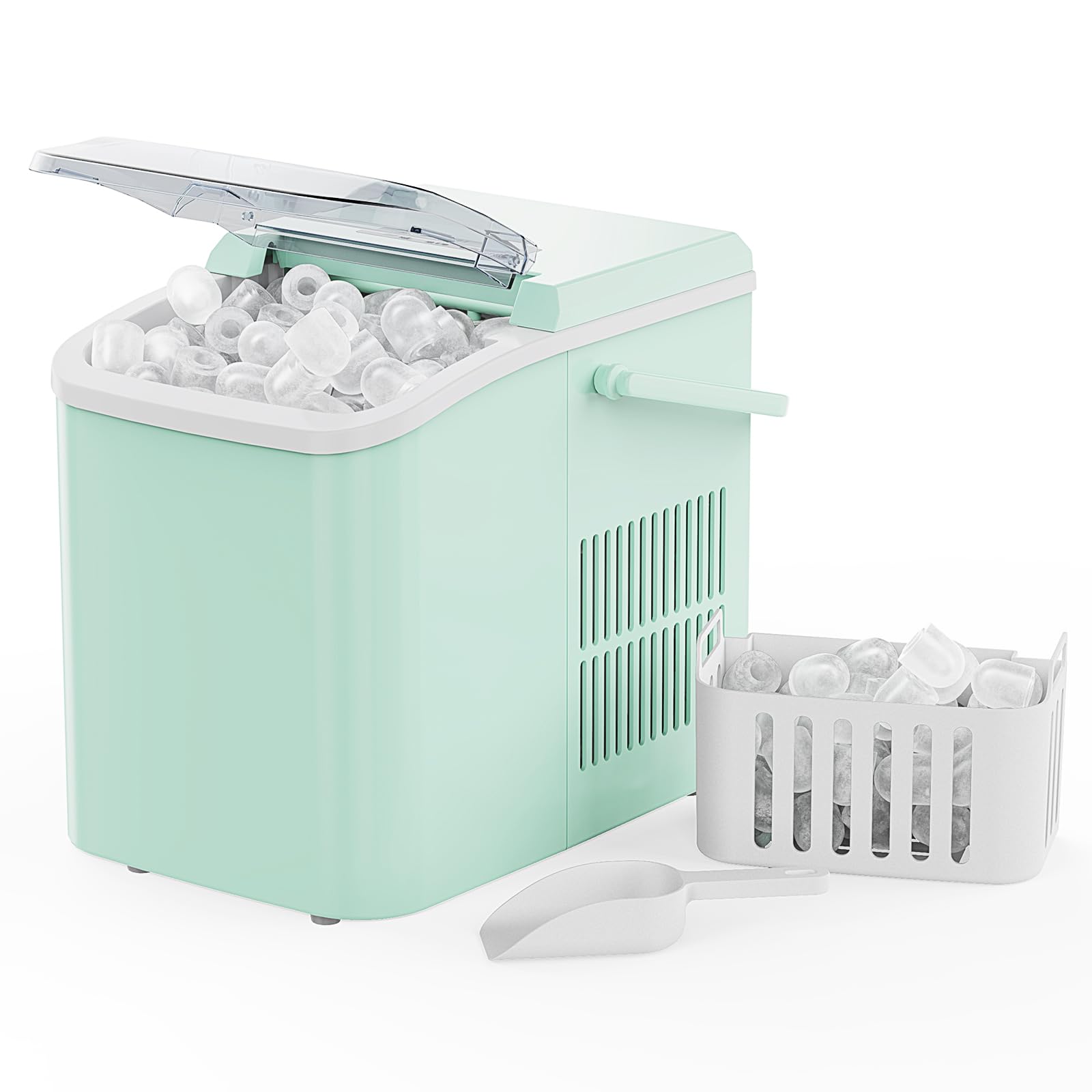 NEWBULIG Ice Makers Countertop with Handle, Portable Ice Machine | 9 Bullet Cube