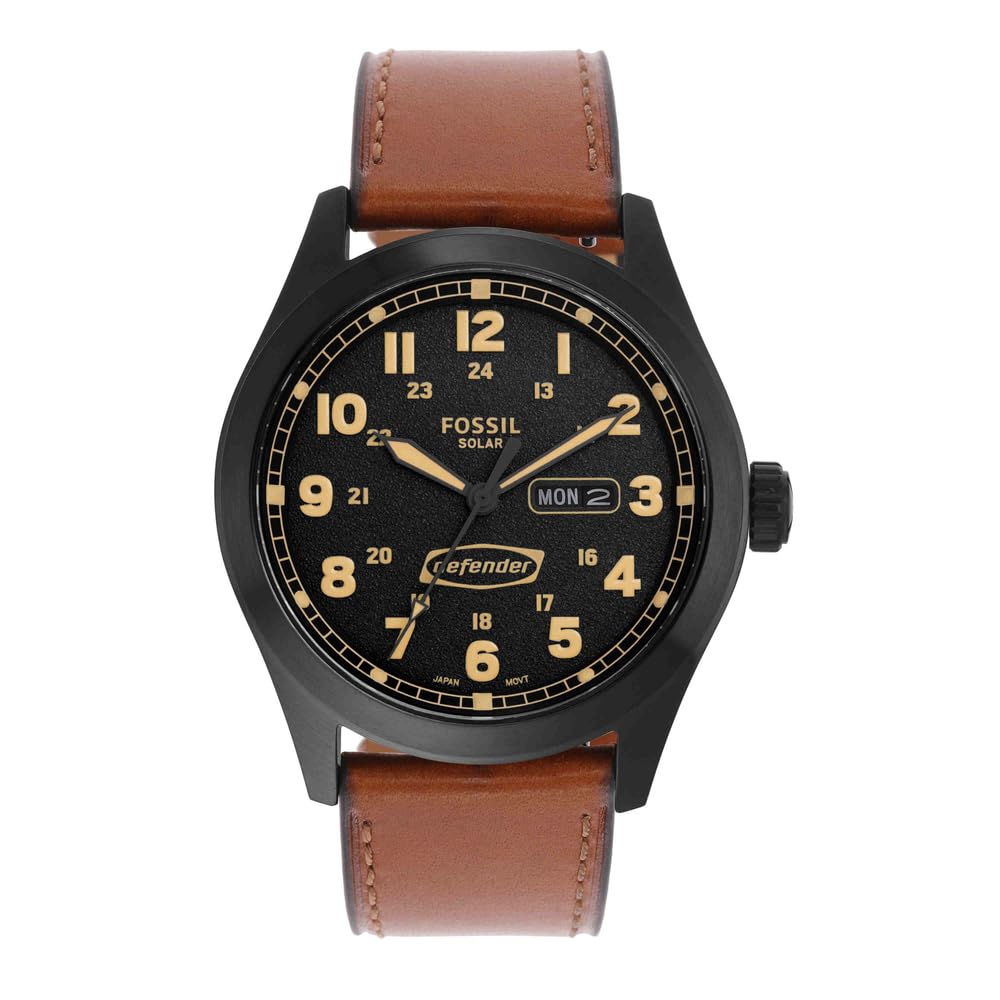 FOSSIL Defender Watch for Men, Solar Powered Three Hand Date with Stainless Stee