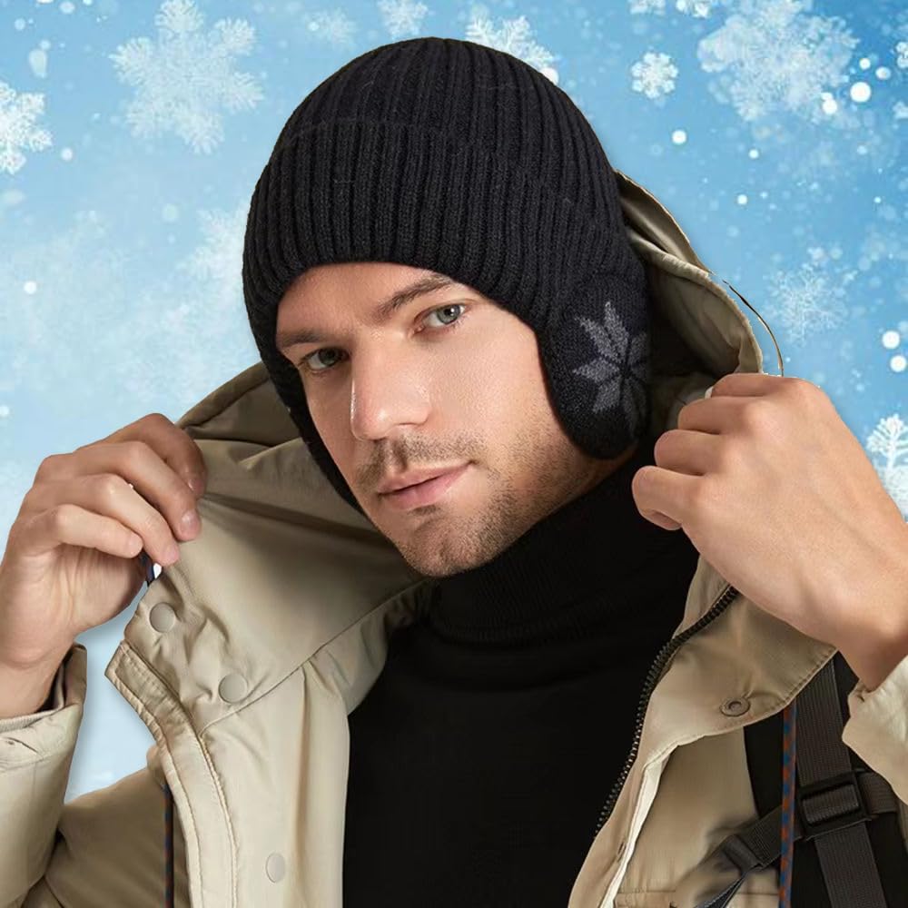 Ear Protection Winter Knitted Beanies Hat Men Women Cycling Outdoor Heat Fleece 