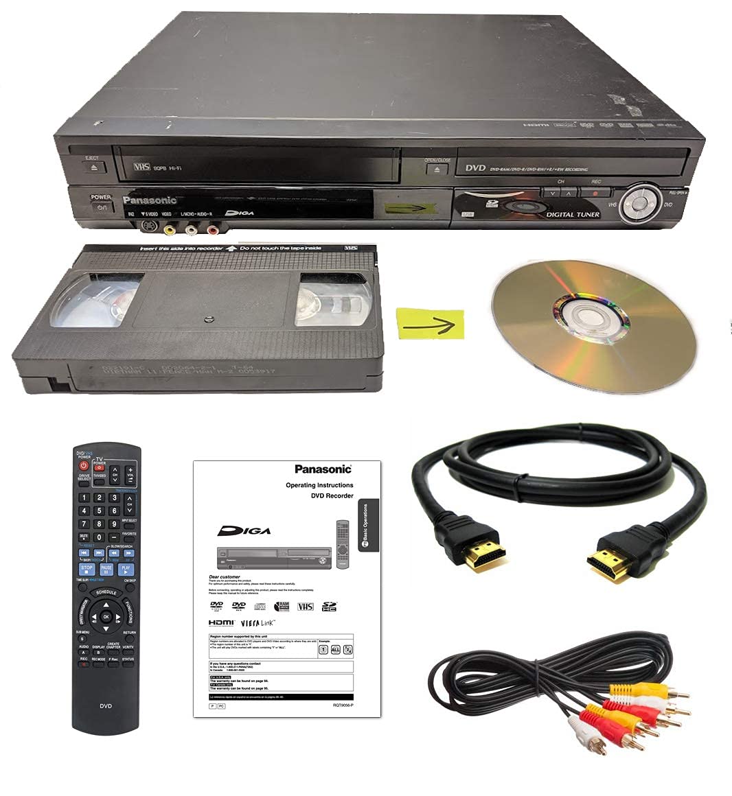 Panasonic VHS to DVD Recorder VCR Combo w/ Remote, HDMI (Renewed)
