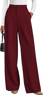 PRETTYGARDEN Women's Wide Leg Suit Pants Loose Fit High Elastic Waist Business Casual Long Pants