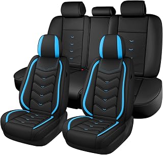 Car Seat Cover for Dodge Charger 2006-2026, Seat Covers Full Set,Non-Slip Waterproof seat Cover,Wear-Resistant Nappa Leather car seat Covers. (Standard 5 Seats/Black Blue)