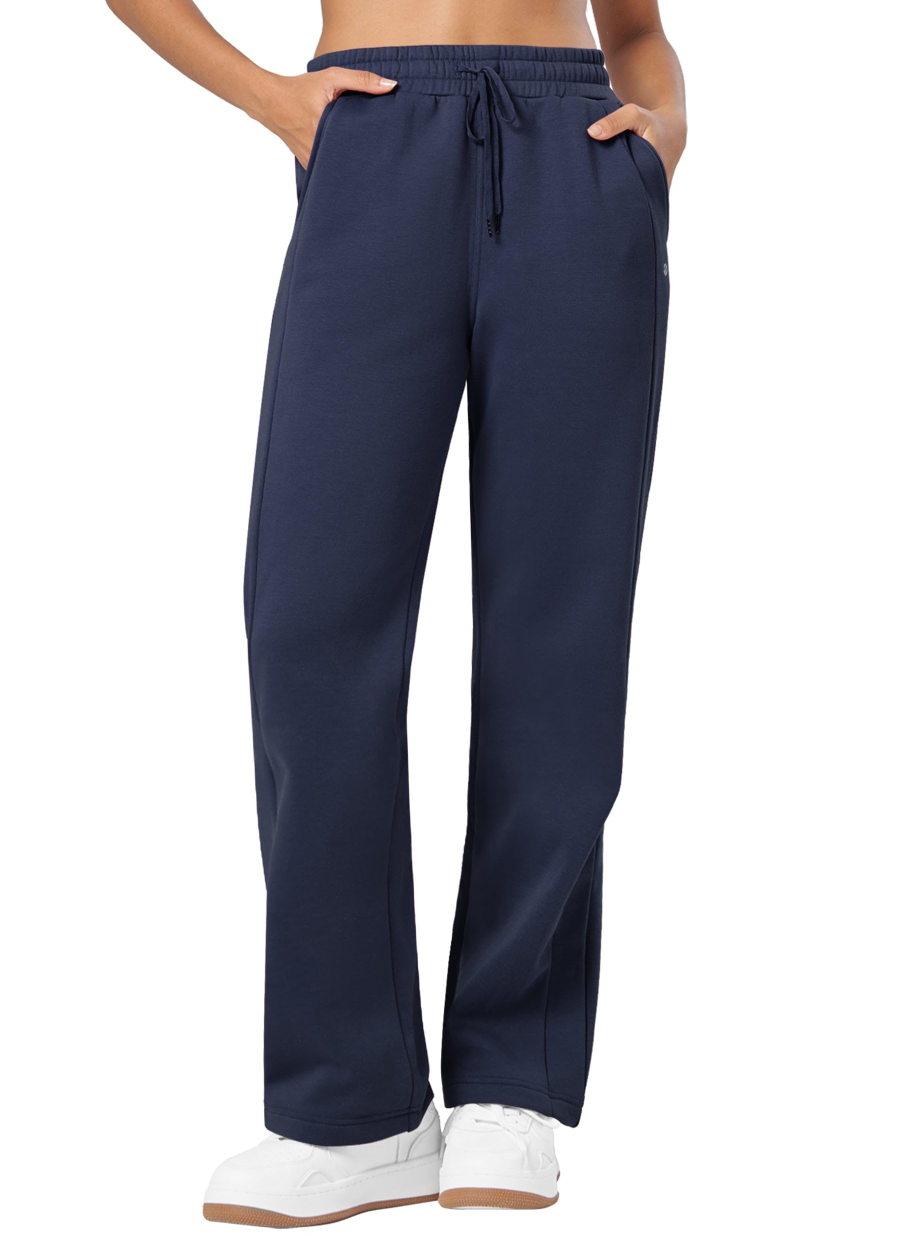 WILLIT Ladies Fleece Lined Jogging Bottoms with Pockets Straight