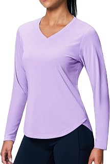 MIER Womens Workout Tops Long Sleeve Tops UV Protection UPF 50+ SPF Dry Dry Sun Shirt V Neck