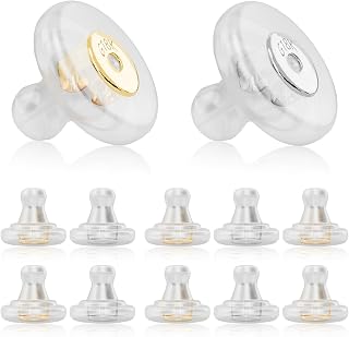 Silicone Earring Backs, 18K Gold Secure Locking Design for Studs, Hypoallergenic Replacement for Droopy Ears, No-Irritation Earring Backs for Men and Women(12 PCS)