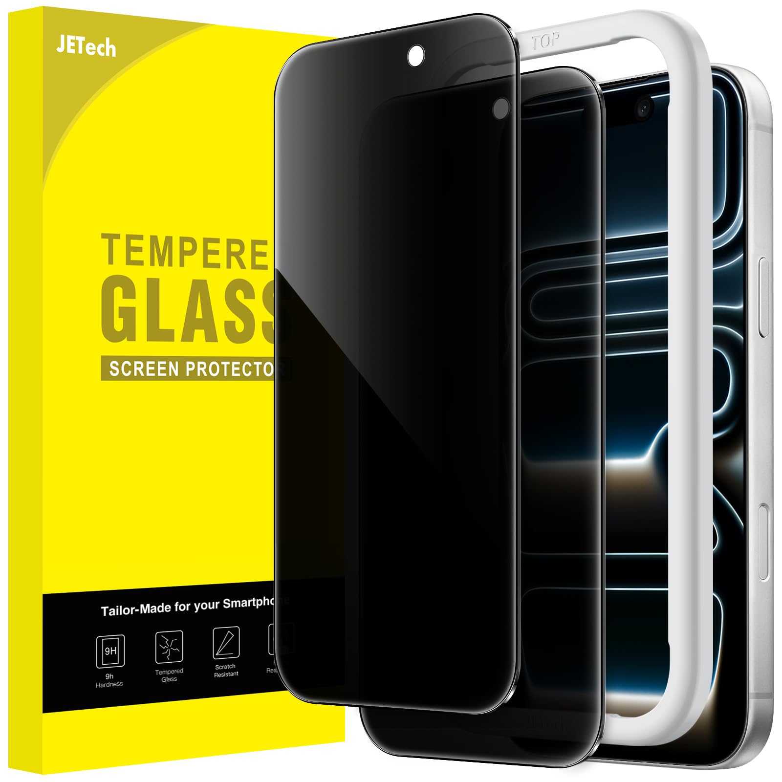 JETech Privacy Screen Protector for iPhone 17 Pro, Pack of 2 | Anti-spy privacy 