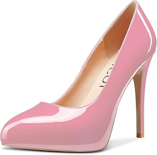 Aachcol Women's Stiletto Pumps Closed Round Toe High Heel Slip-on Office Wedding Party Dress Shoes Classic 12CM