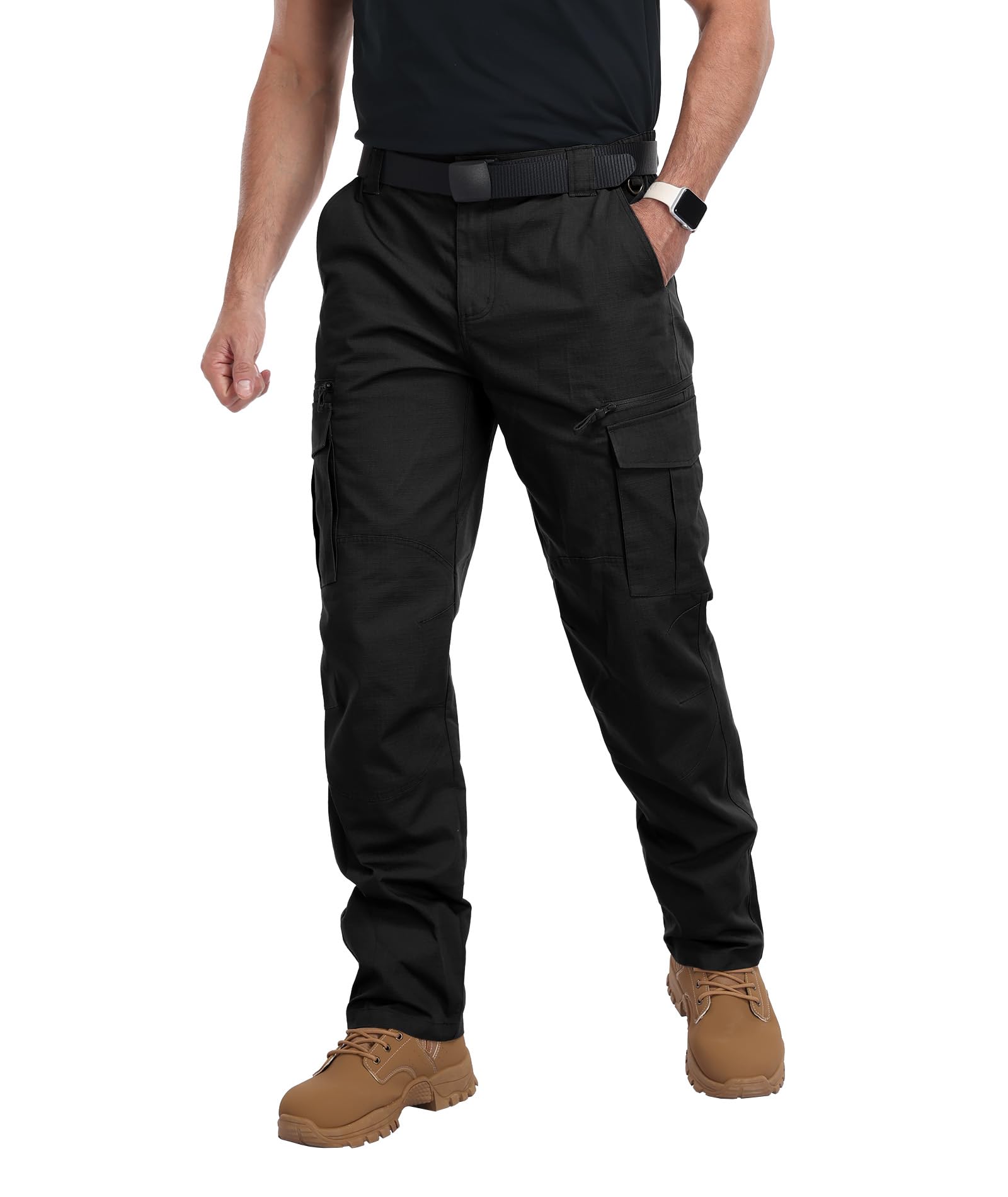 ZITY Men’s Cargo Work Trousers Heavy Duty Combat Utility Pants Multi Pocket Dura