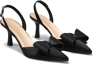 Coutgo D'Orsay - Scarpe décolleté da donna con tacco a gattino e fiocco in raso, punta chiusa, scarpe da sposa