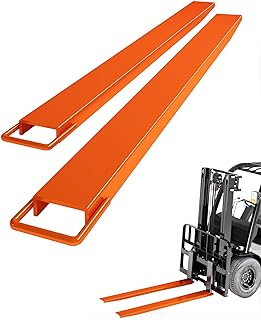 84" Heavy-Duty Pallet Fork Extension - Fits 4.5" Forklift Forks, 4600LB Capacity - Alloy Steel Construction w/Retaining Straps - Orange for Warehouse, Construction, Farm Use