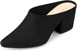Allegra K Women's Slipper Pointed Upper Chunky Heel