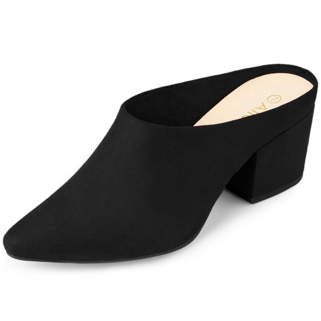 Allegra K Women's Slipper Pointed Upper Chunky Heel