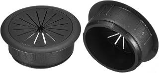 2Pcs Cable Hole Cover, 2 Inch (50mm) ABS Desk Cable Wire Cord Grommet Hole Cover for Office Computer Desk Wire Organizer, Black