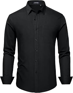 HISDERN Mens Dress Shirts Long Sleeve Button Down Casual Shirts for Men Inner Contrast Formal Business Tuxedo Wedding Shirt