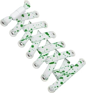 EpicGreen Shoelaces Elastic No-Tie Shoelaces Sneakers Fastening System Untangleable Flat Laces White Black Patterns Children 80 100 120cm Compatible High-Cut Boots 1 Pair (2 Cords)