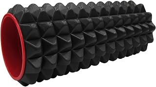 IBF Iron Body Fitness Acupoint Foam Roller - 12", High-Density EVA Foam Roller for Deep Tissue Massage, Back Pain, Yoga, and Physical Therapy - Black and Red