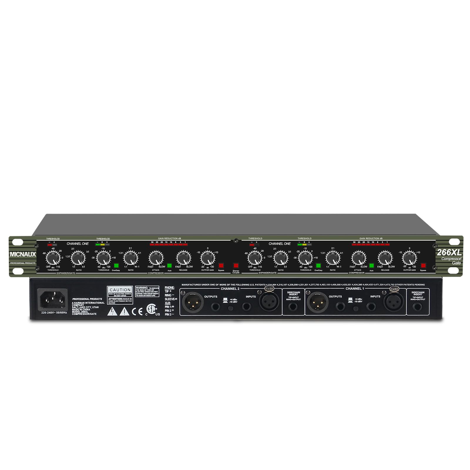 MICNAUX Audio Compressor, Professional Dual-Channel Black Dynamic Processor with