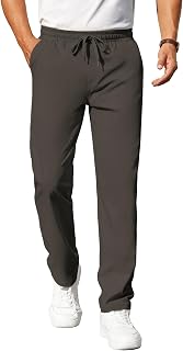 COOFANDY Pantalones casuales para hombre, cintura elástica, pantalones chinos ligeros con cordón y bolsillos