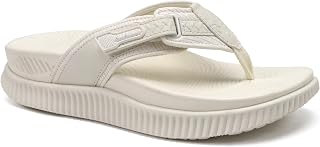 KuaiLu Orthopedic Cushioned Flip Flops for Women with Comfortable Arch Support - Adjustable Platform Slip On Indoor Outdoor for Casual Summer