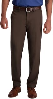 Haggar Men's Cool Right Performance Flex Solid Slim Fit Flat Front Pant
