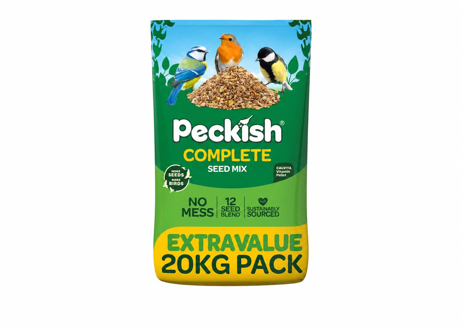Peckish 60051246 Complete Seed and Nut No Mess Wild Bird Food Mix, 20 kg, Natura