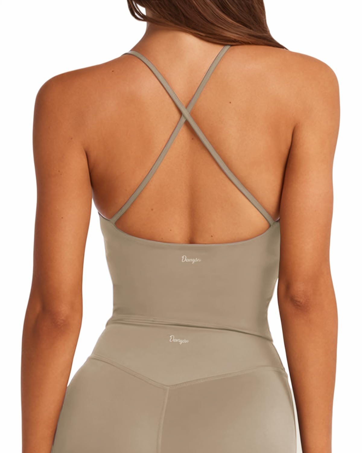 Danysu Padded Workout Tank Tops Women Strappy Longline Sports Bras