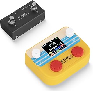 STRICH Pipe Tones Pocket Multi Effects Guitar Pedal with Foot Pedal for Guitar & Bass, 10 Effect Modules, 125 Effects, 40s Looper, 100 Drum Patterns, USB Audio Interface, Wireless Control, Orange