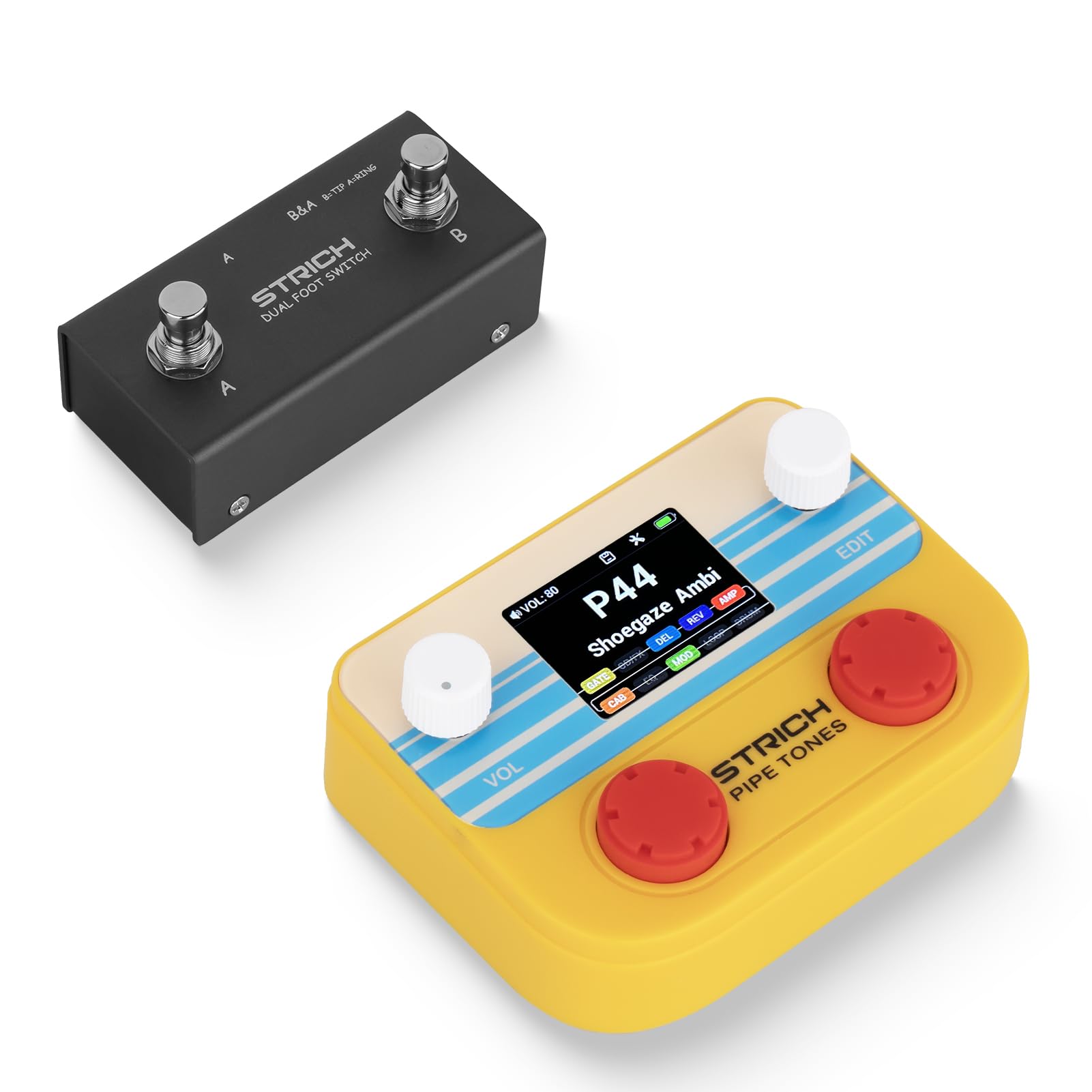 STRICH Pipe Tones Pocket Multi Effects Guitar Pedal with Foot Pedal for Guitar &