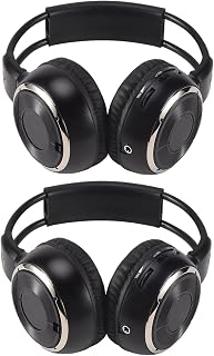 Jaywool 2 x Double Infrared Stereo Wireless Headphone Headset IR Car DVD Player Headrest Black