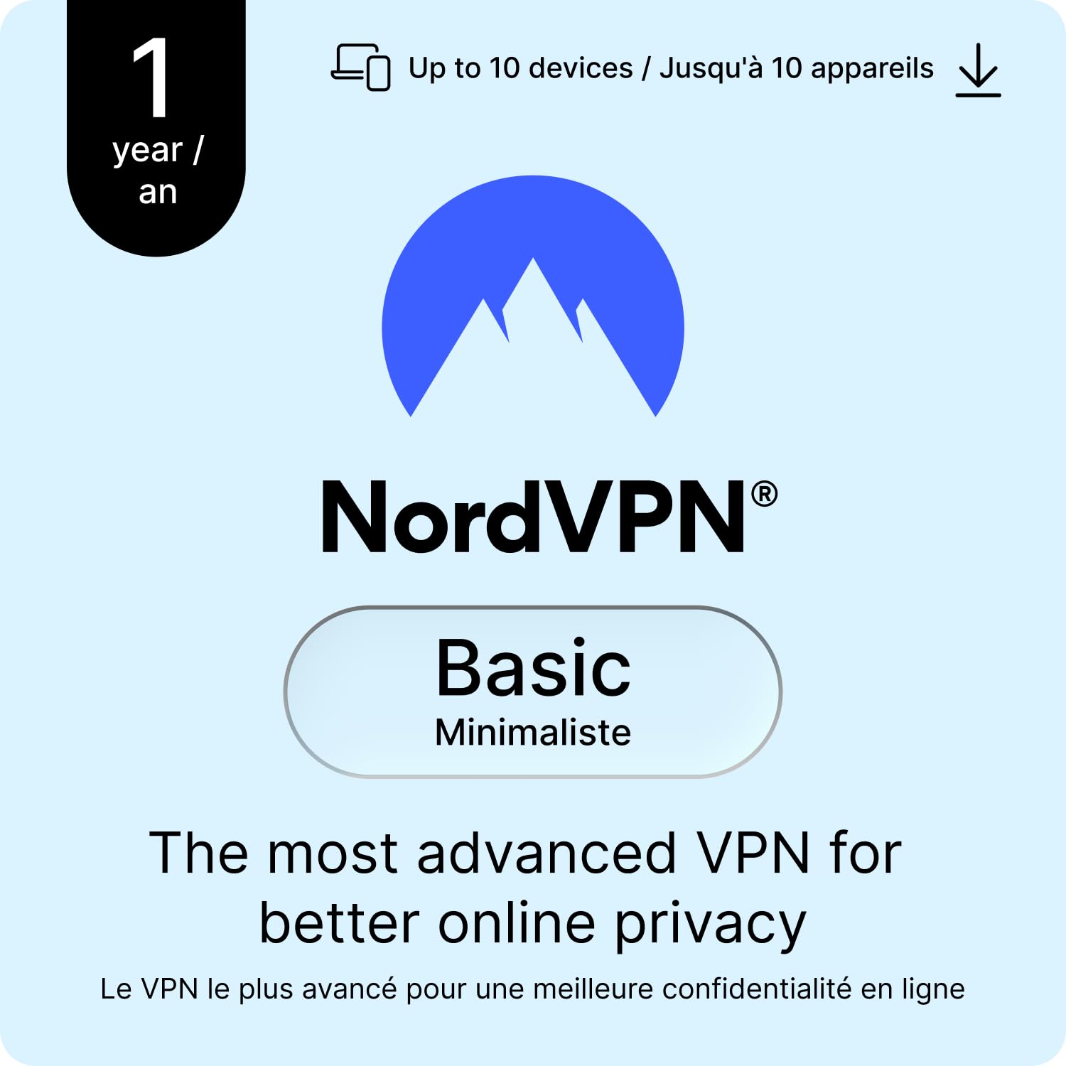 NordVPN Basic, 1 Year, 10 Devices, Most Advanced VPN, Digital Code