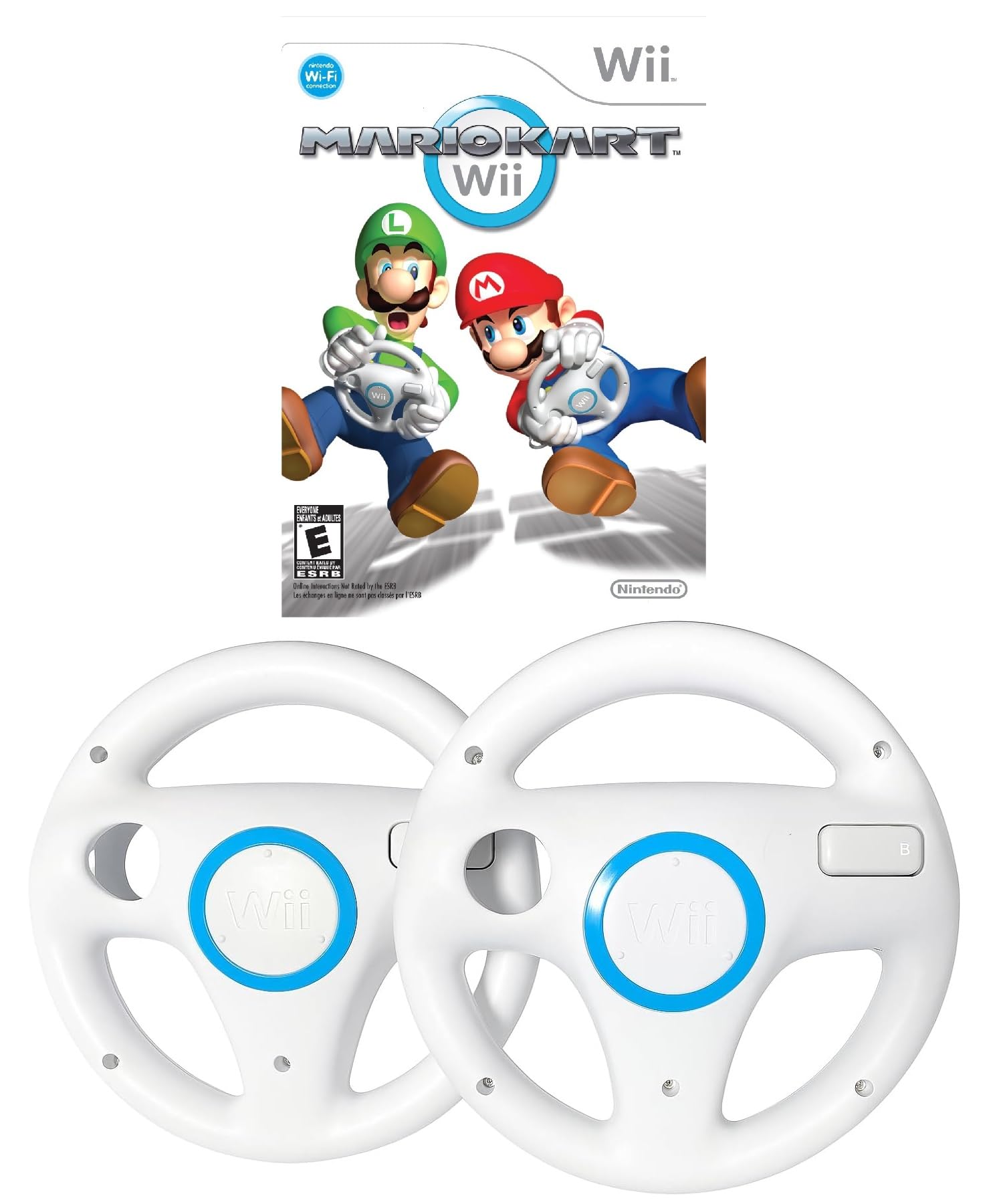 Nintendo Mario Kart Wii with Wii Wheel (Renewed) (2Wheels+Game)