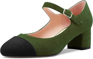 Castamere Women's Chunky Mid Width Round Heel Pointed Mary Jane Pumps Wedding Office Casual 5 CM Heels